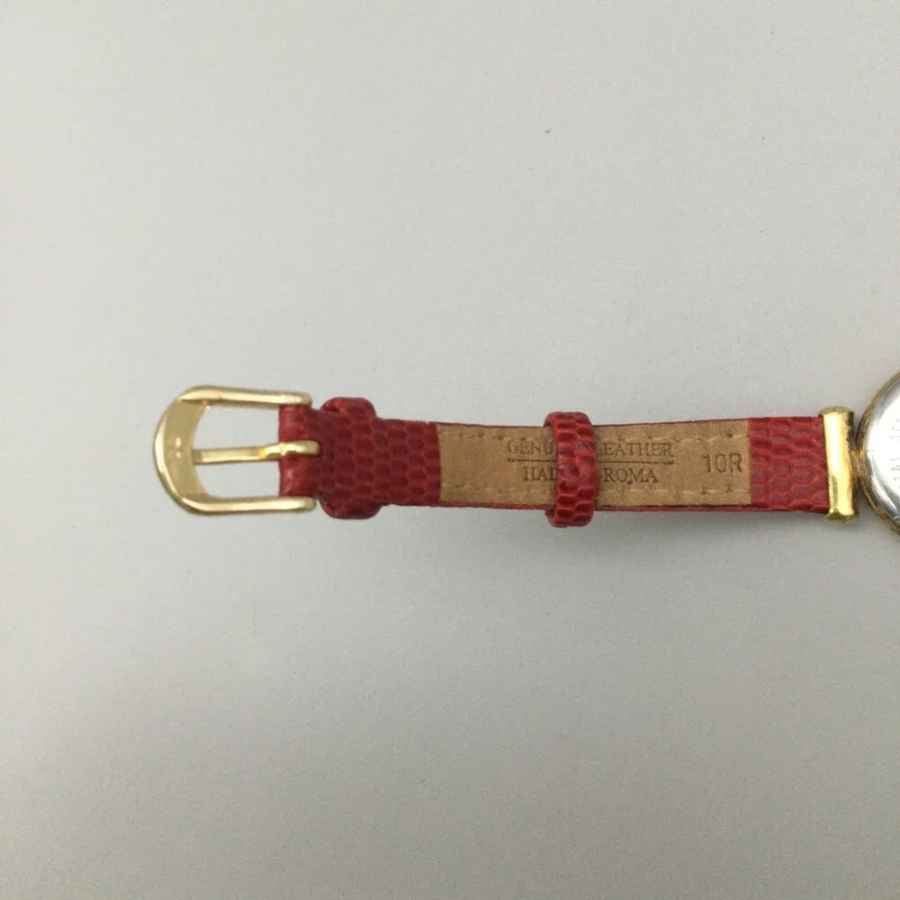 Anne Klein Watch Women 21mm Gold Tone Red Leather Band New Battery